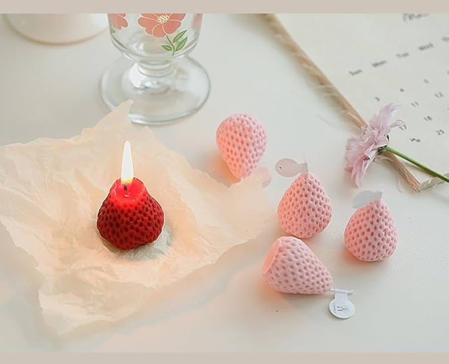 Set Of 5 Strawberry Candles