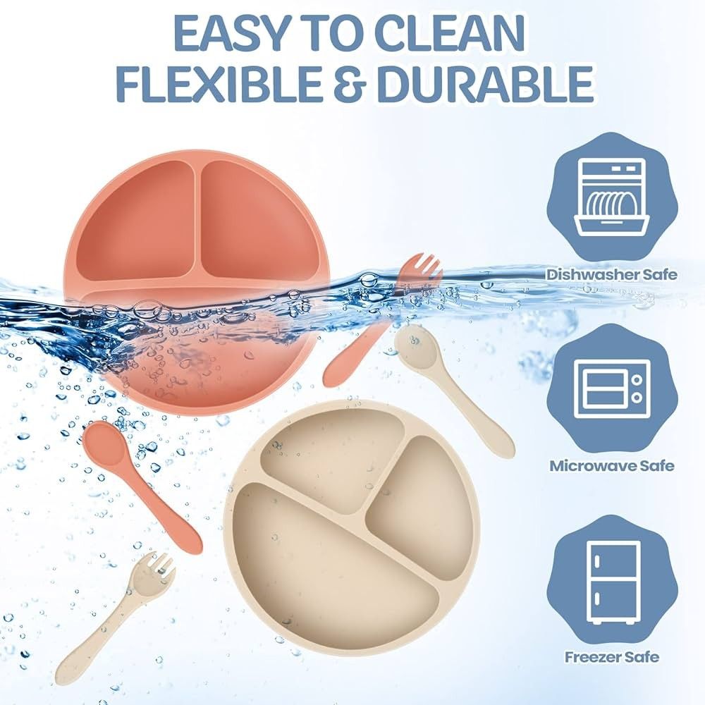 Silicone Baby Feeding Plate with Spoon & Fork