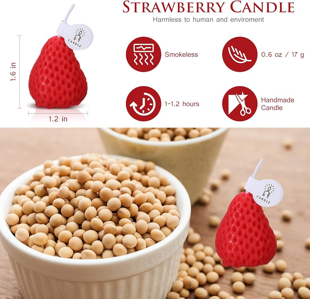 Set Of 5 Strawberry Candles