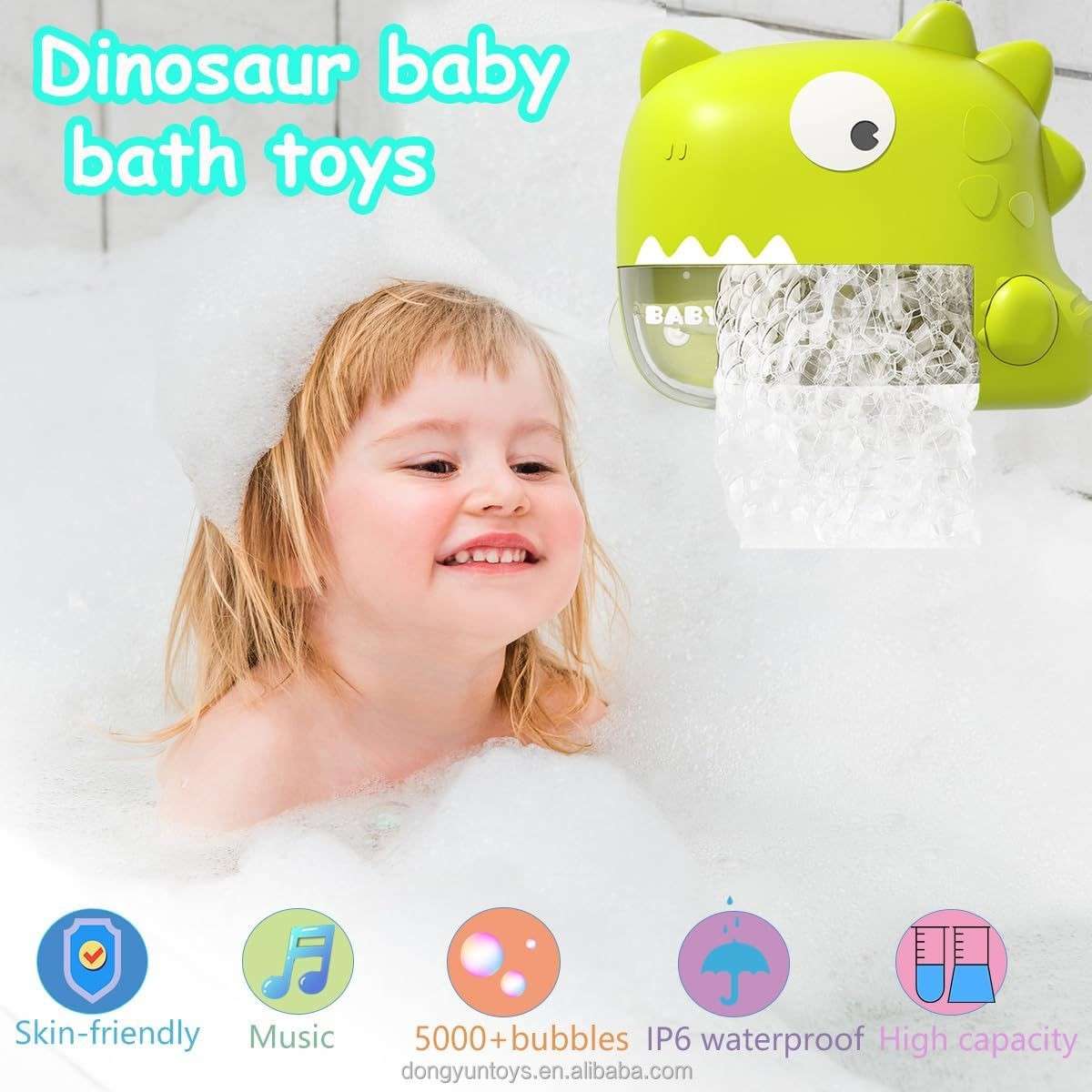 Baby Bath Bubble Machine with Music (Dinosaur Design)