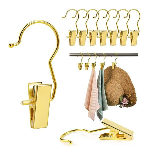 Set Of 6 Luxury Gold Hanging Clips – Space Saver for Home & Closet