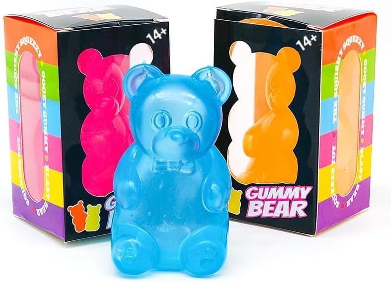 Set of 4 Stress Bear Squishy Ball (4 pcs: yellow+pink+blue+purple)