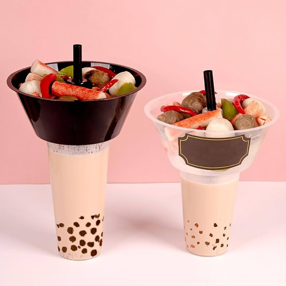 Set Of 4 Snack & Drink Combo Cups and Bowls (2-in-1 Design)