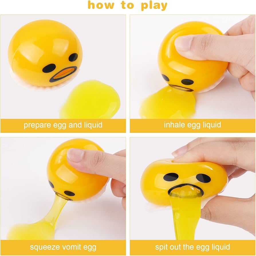 Set of 4 Puking Egg Yolk (4 pcs: Yellow+Blue+Red+Pink)
