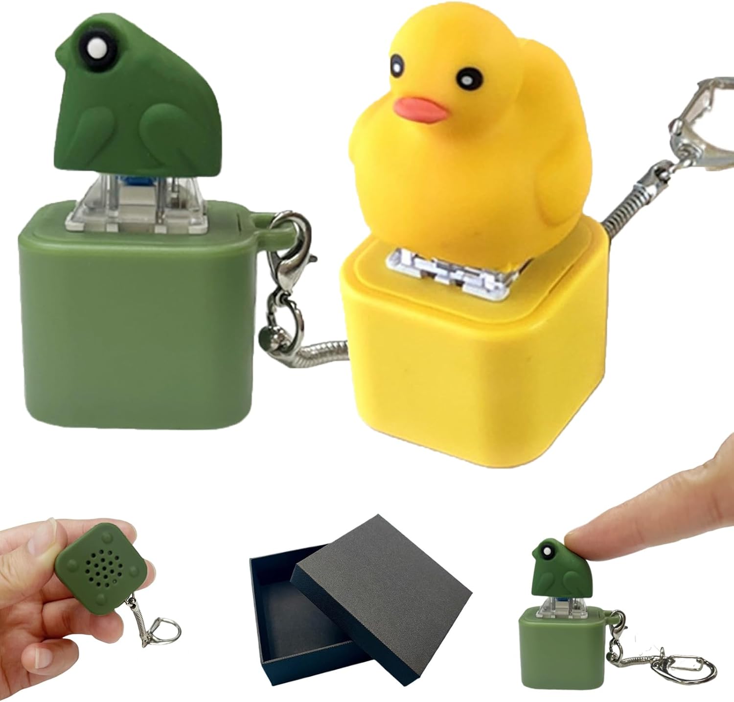 Interactive LED Light & Sound Animal Keychain Set of ( 1 Duck and 1 Frog)