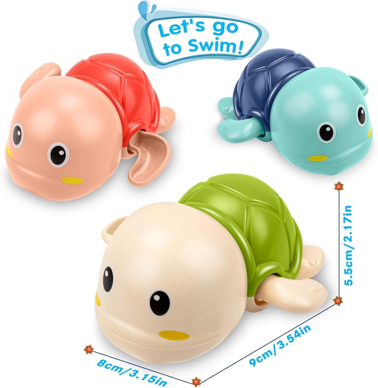 Set of 3 Bath Baby Water Toys (Duck, Dolphin and Turtle)