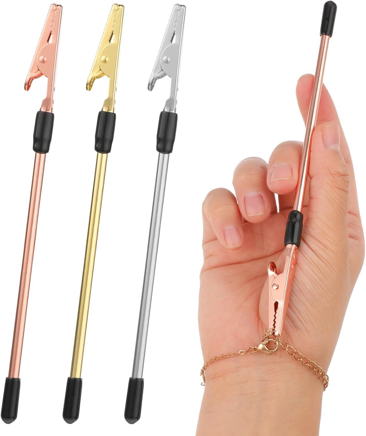 Set of 2 Stainless Steel Clip Pen & Card Holder – Self-Wearing Bracelet Tool (2 pcs)