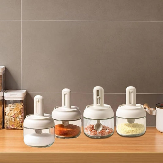 Glass Jar with Built-in Spoon