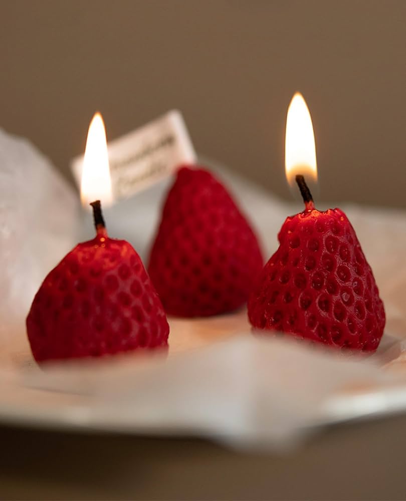 Set Of 5 Strawberry Candles