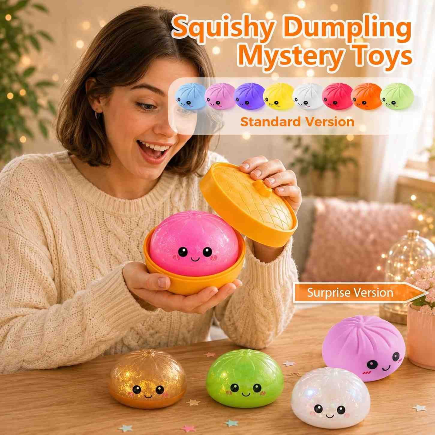 Set of 2 Cute Surprised Dumpling Squishy Toy(2 pcs)