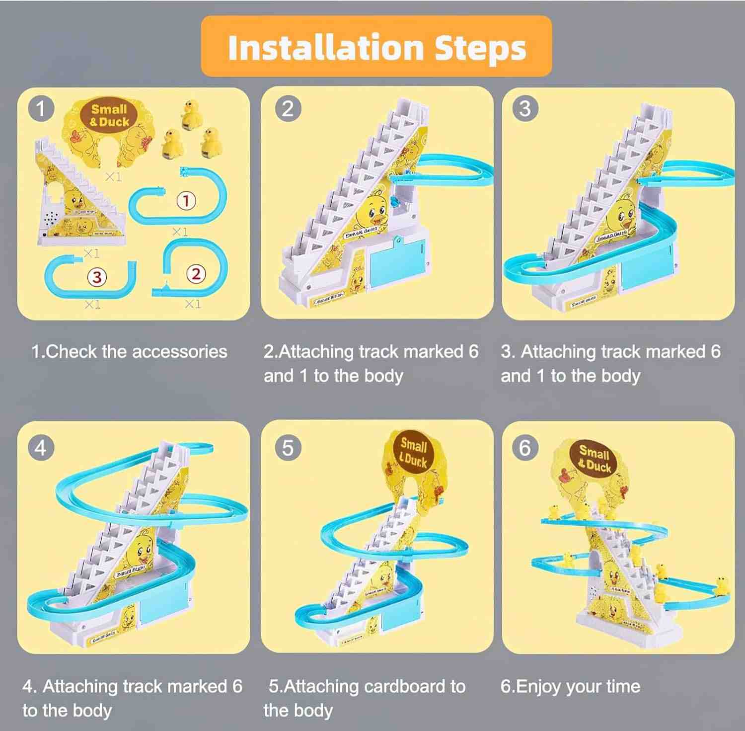 Duck Climbing Stairs Toy with Lights & Music (6 ducks)
