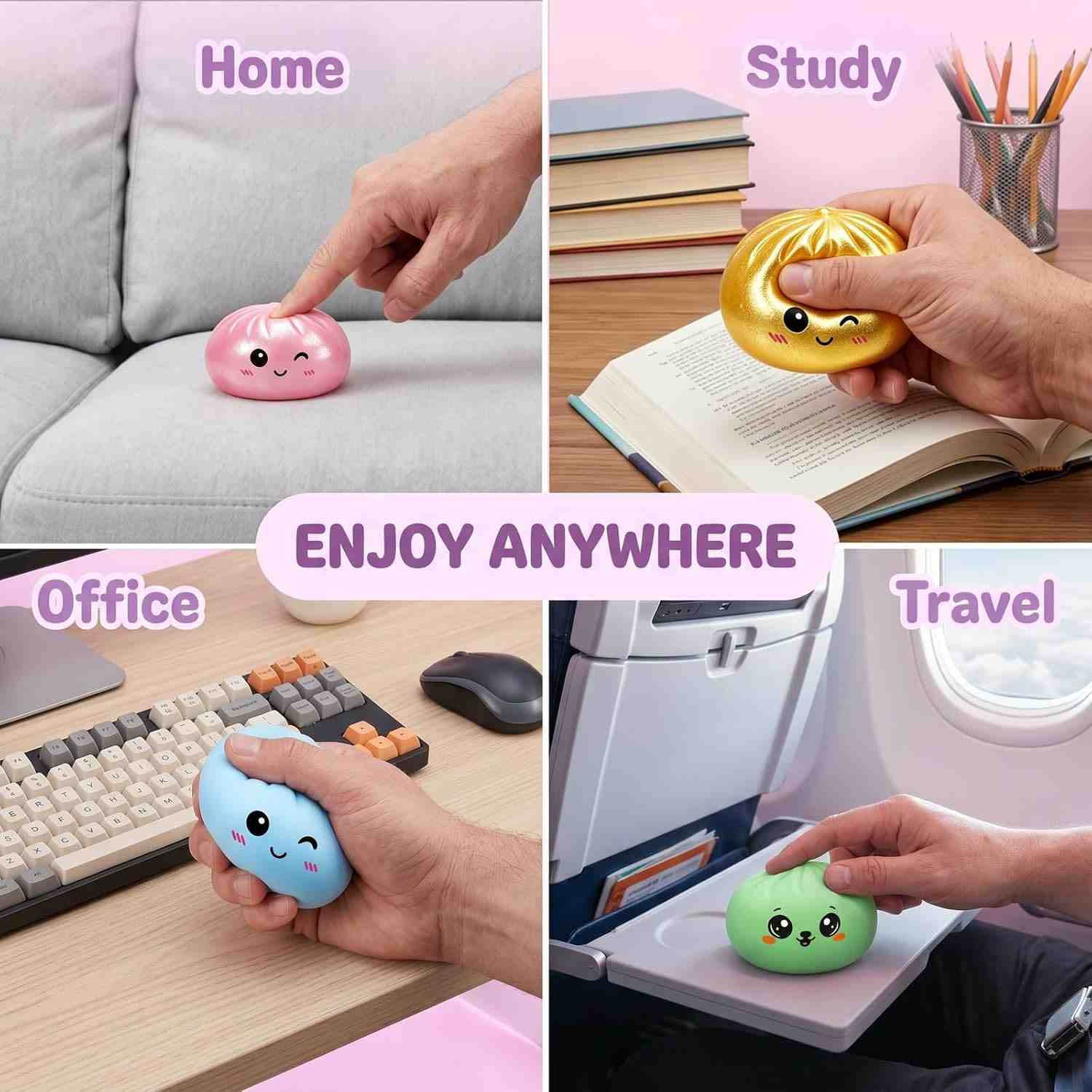 Set of 2 Cute Surprised Dumpling Squishy Toy(2 pcs)
