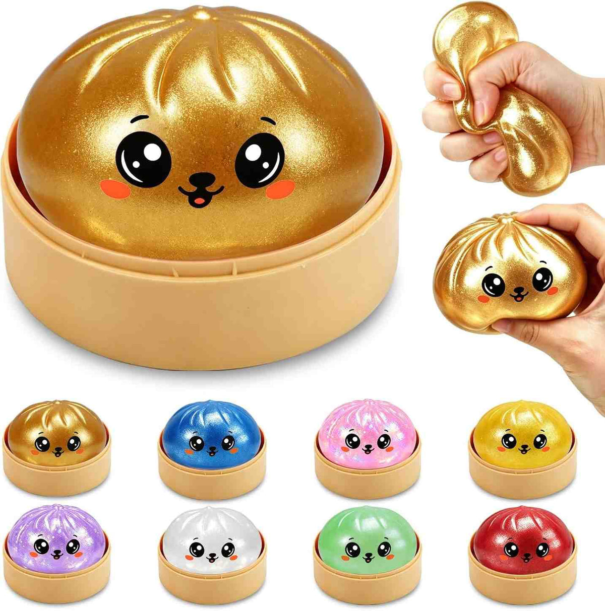 Set of 2 Cute Surprised Dumpling Squishy Toy(2 pcs)