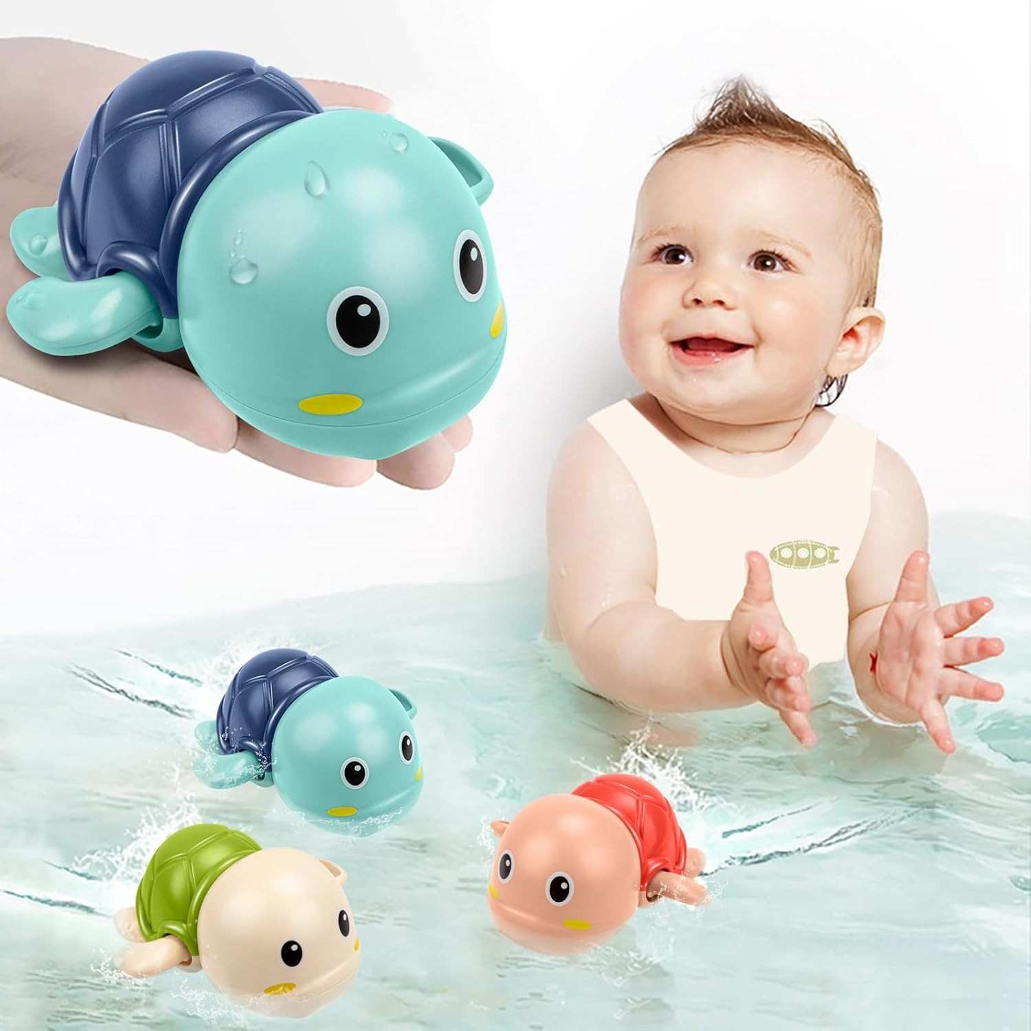 Set of 3 Bath Baby Water Toys (Duck, Dolphin and Turtle)