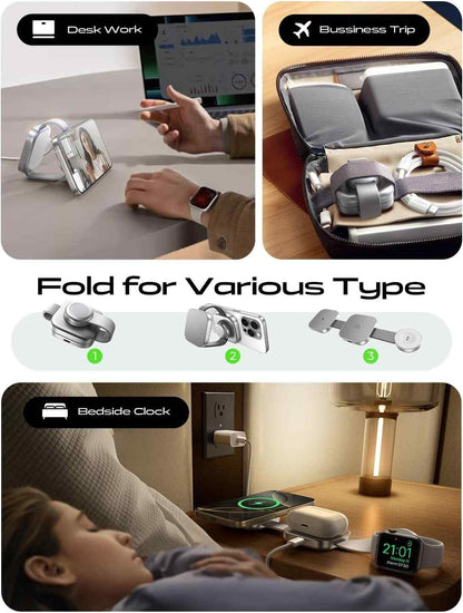Magnetic 3-in-1 Wireless Charging Station (Phone / Apple Watch / AirPods)
