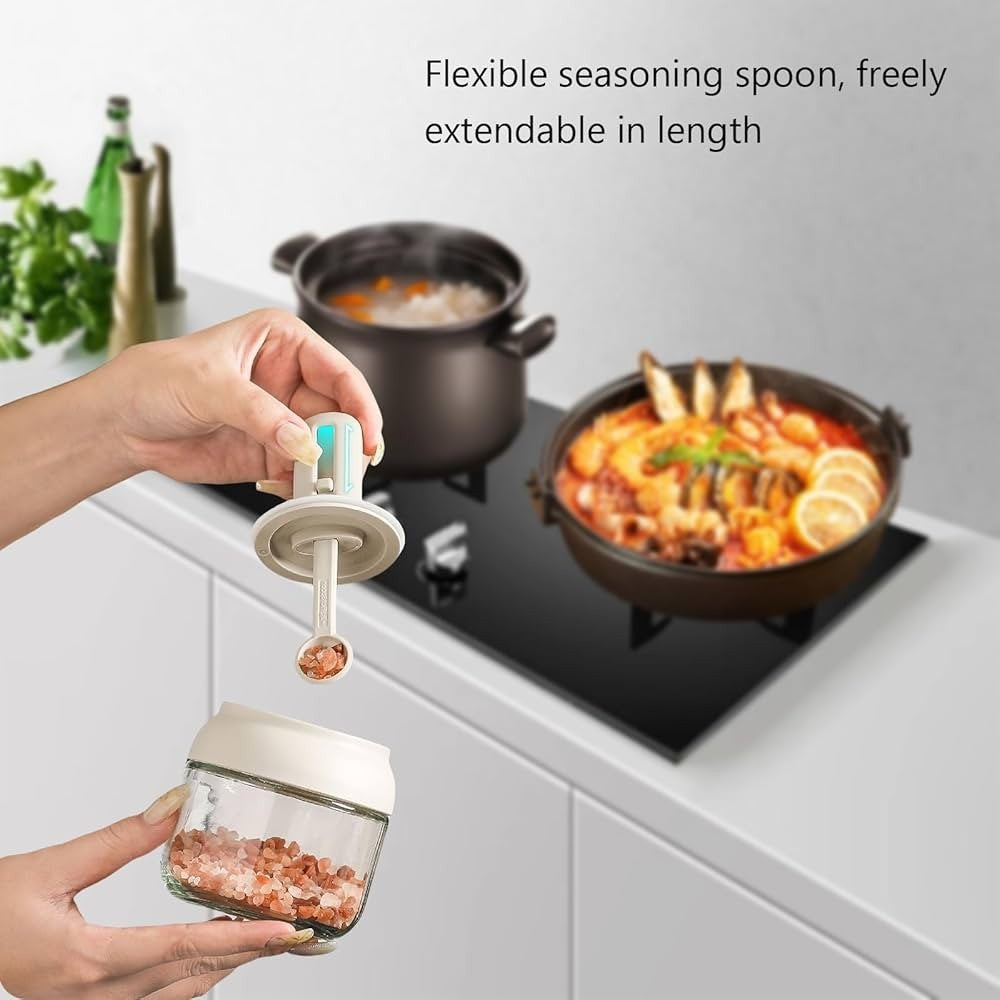 Glass Jar with Built-in Spoon