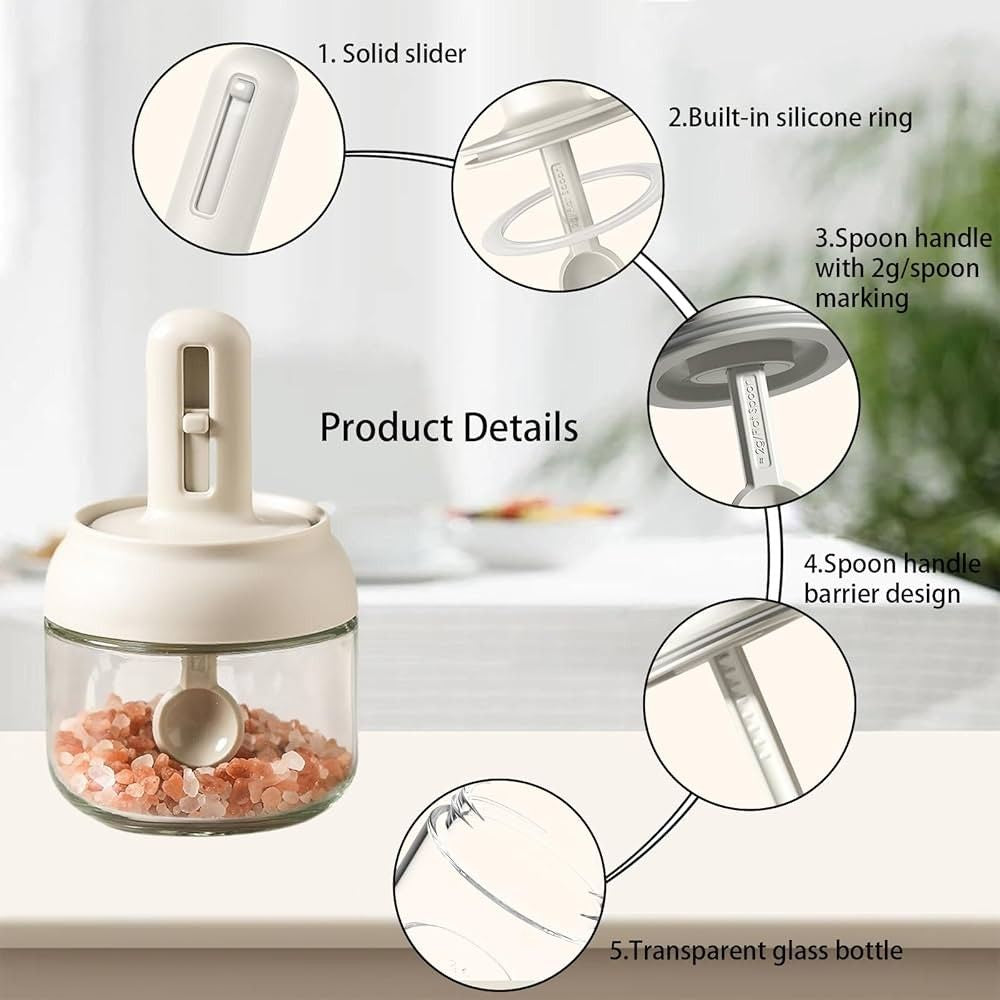 Glass Jar with Built-in Spoon
