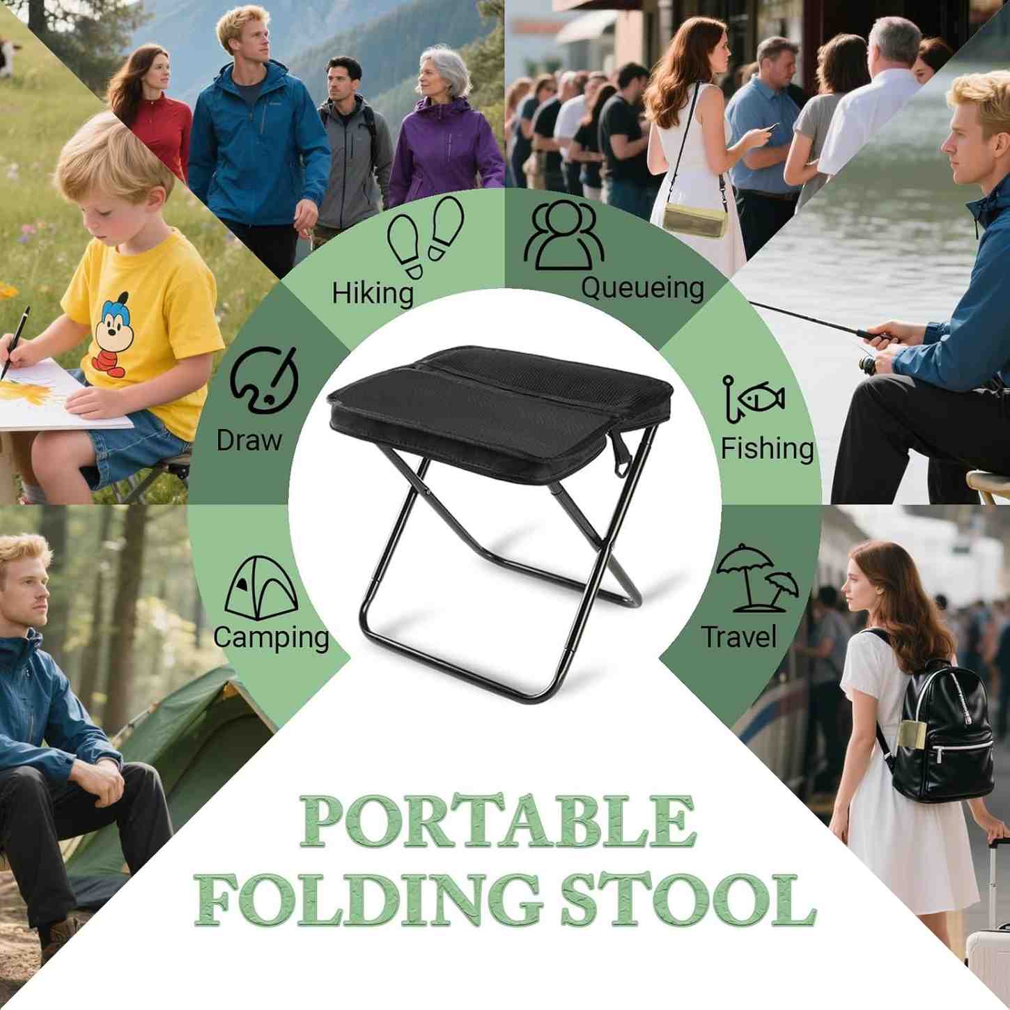 Portable Folding Stool for Camping & Hiking