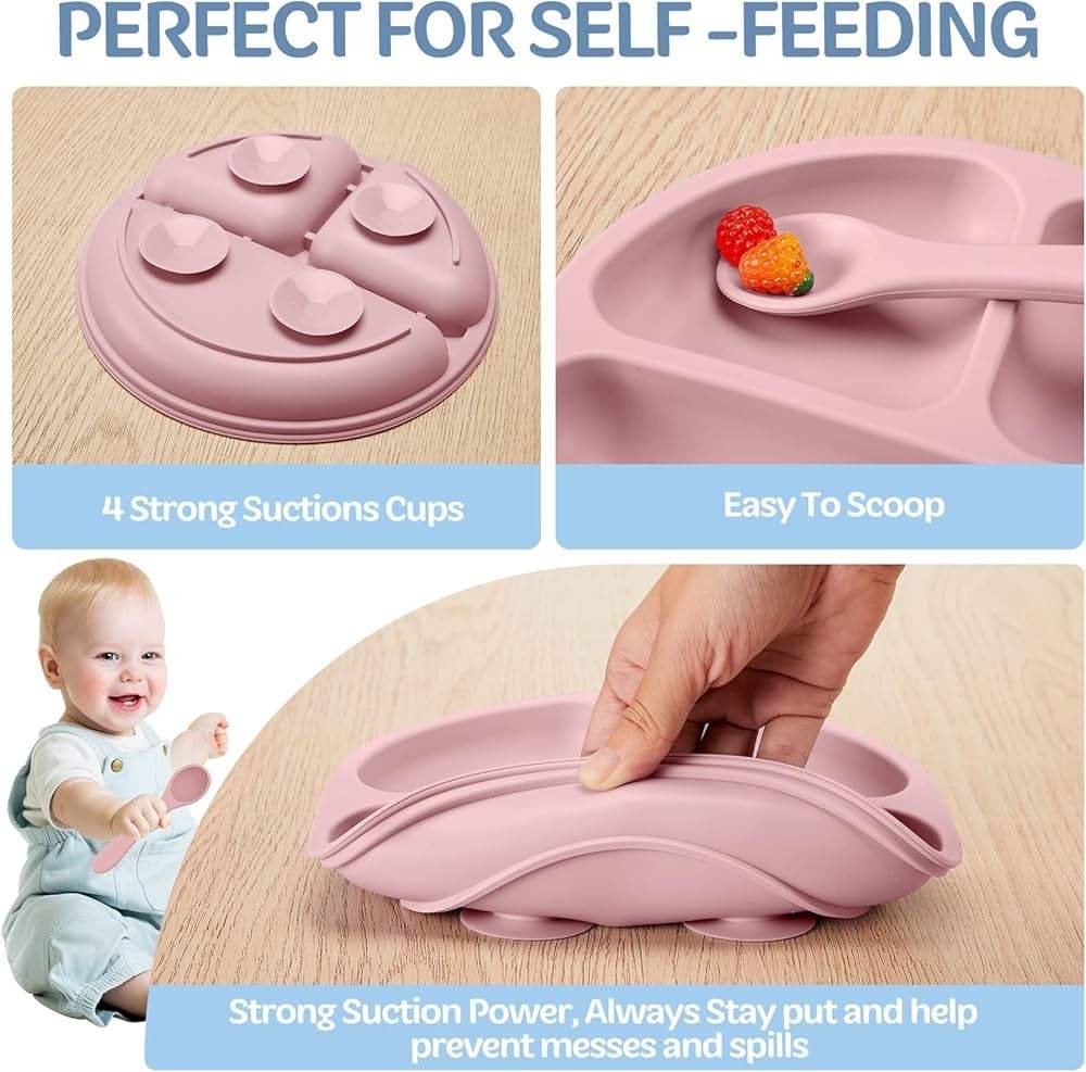 Silicone Baby Feeding Plate with Spoon & Fork