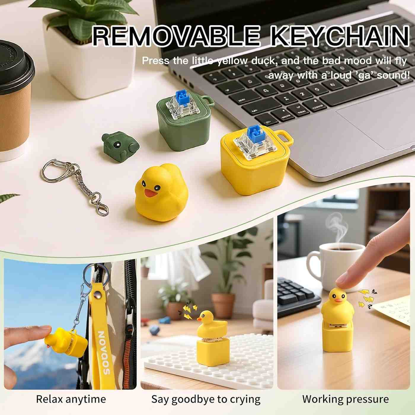 Interactive LED Light & Sound Animal Keychain Set of ( 1 Duck and 1 Frog)