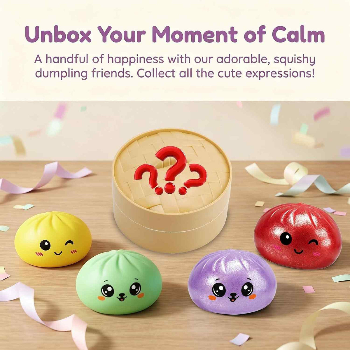 Set of 2 Cute Surprised Dumpling Squishy Toy(2 pcs)
