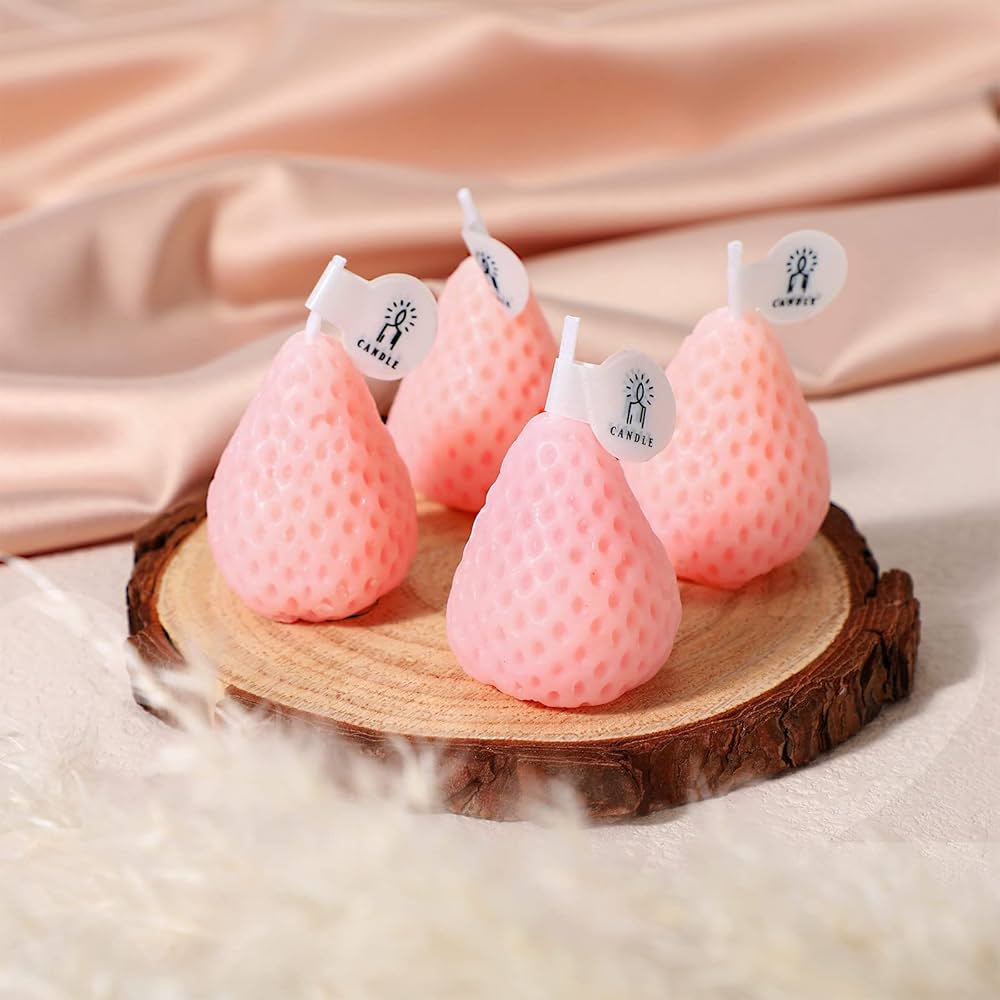 Set Of 5 Strawberry Candles