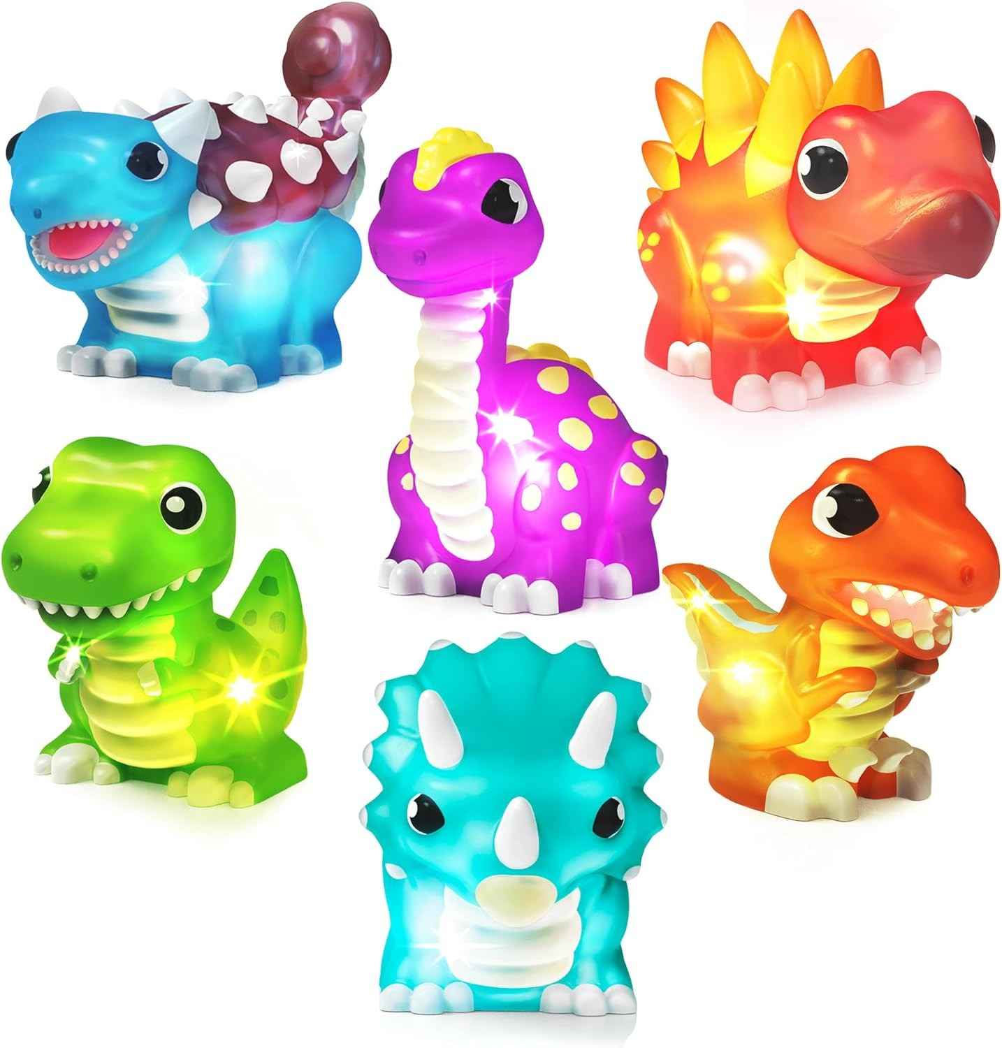 6 pcs LED Dinosaur Bath Toy Set