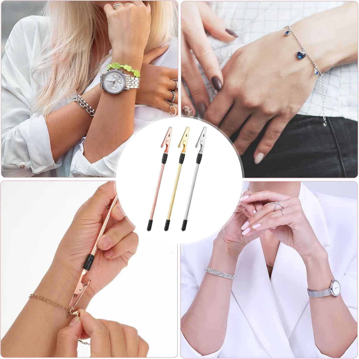Set of 2 Stainless Steel Clip Pen & Card Holder – Self-Wearing Bracelet Tool (2 pcs)