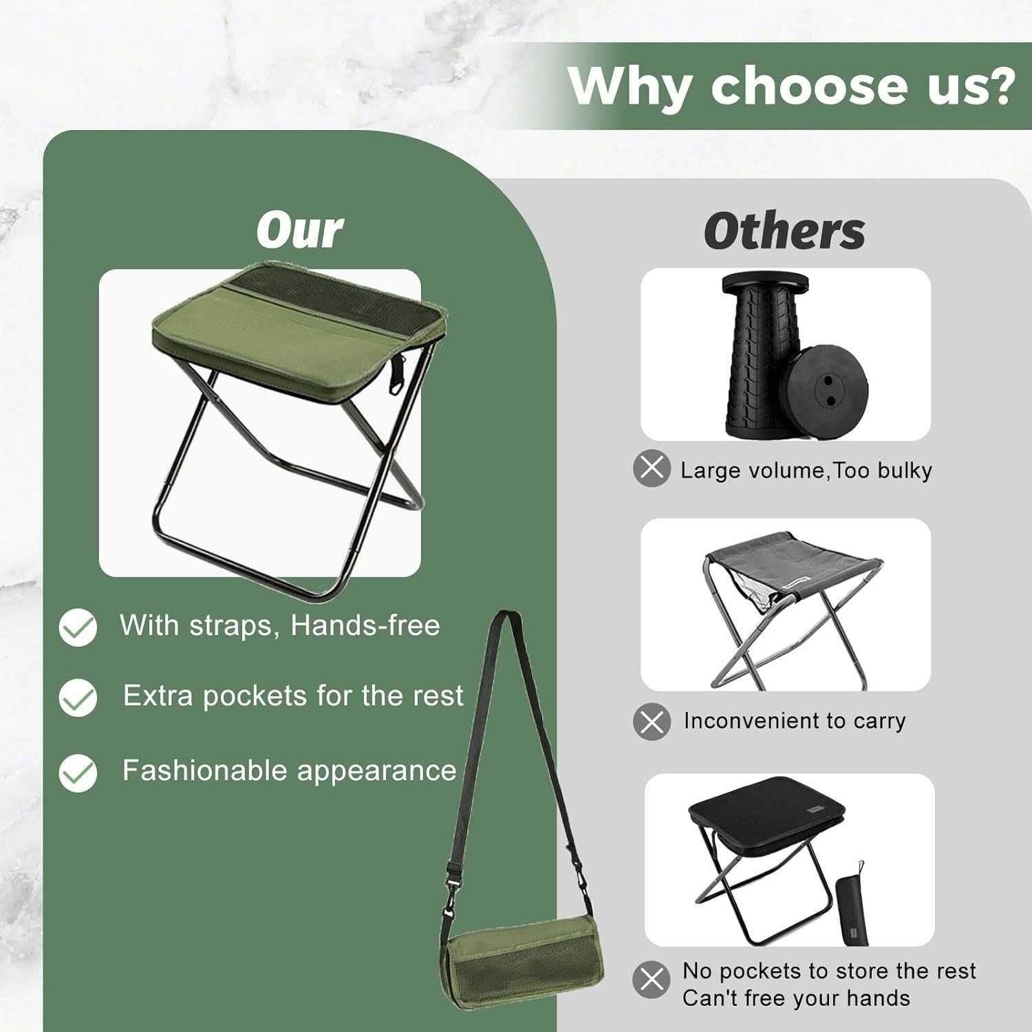 Portable Folding Stool for Camping & Hiking
