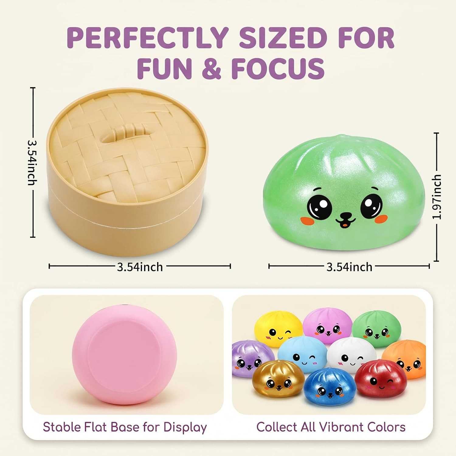 Set of 2 Cute Surprised Dumpling Squishy Toy(2 pcs)