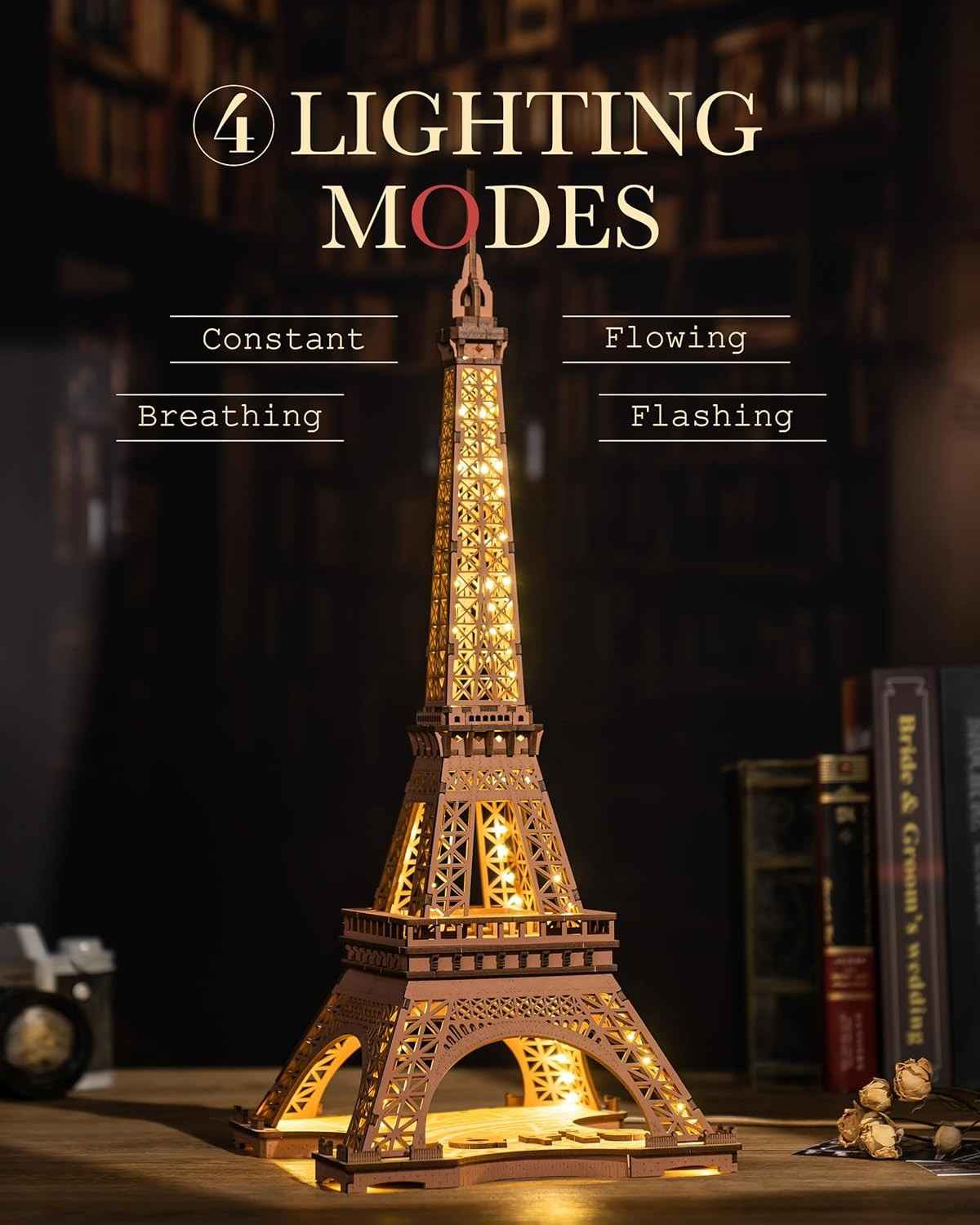 Eiffel Tower 3D Wooden Puzzle Night Light
