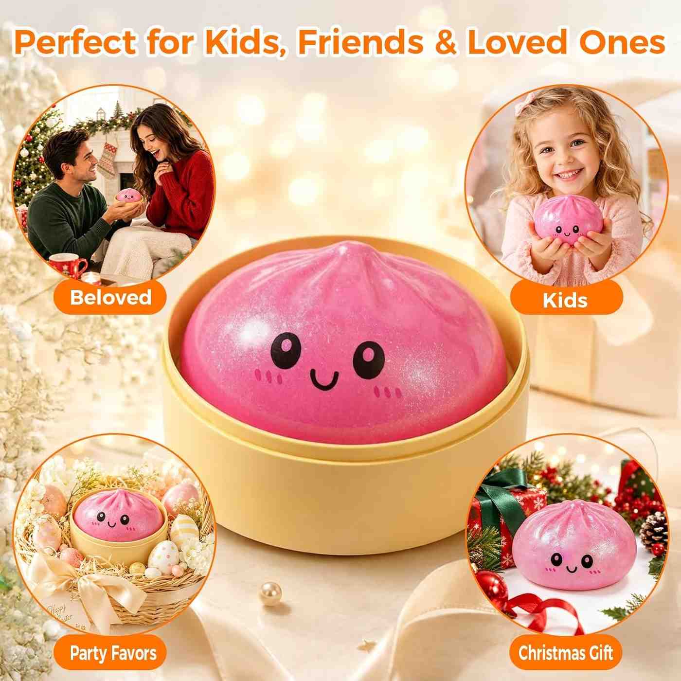 Set of 2 Cute Surprised Dumpling Squishy Toy(2 pcs)