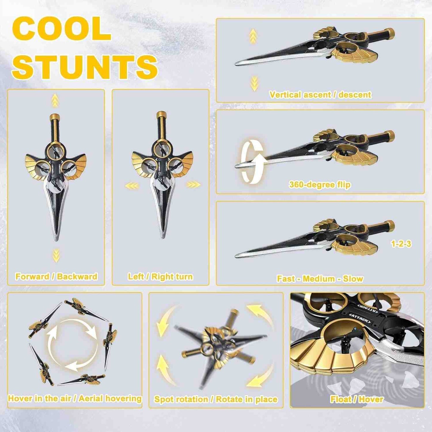 Remote Control Flying Sword Toy with Lights & 360° Stunts