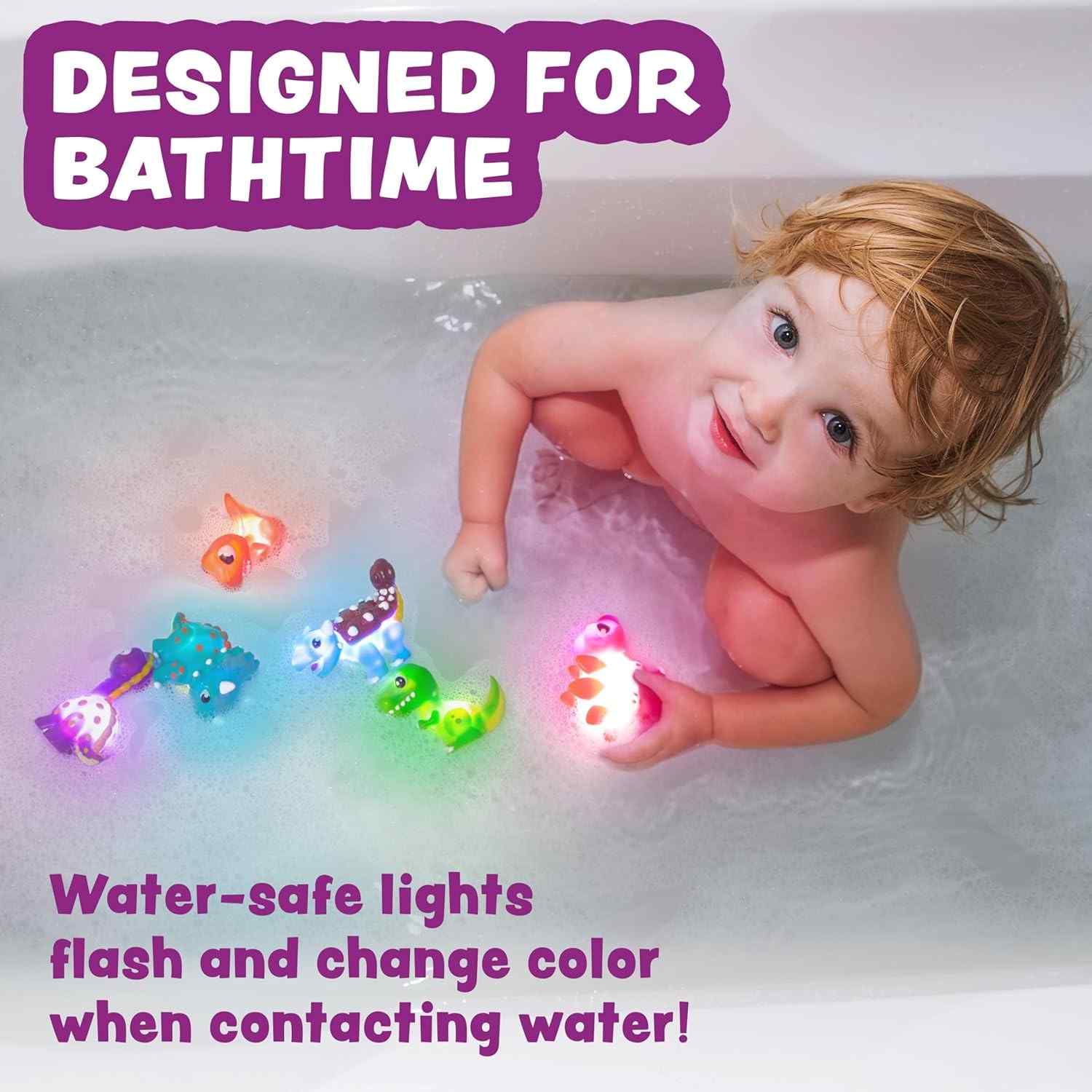6 pcs LED Dinosaur Bath Toy Set