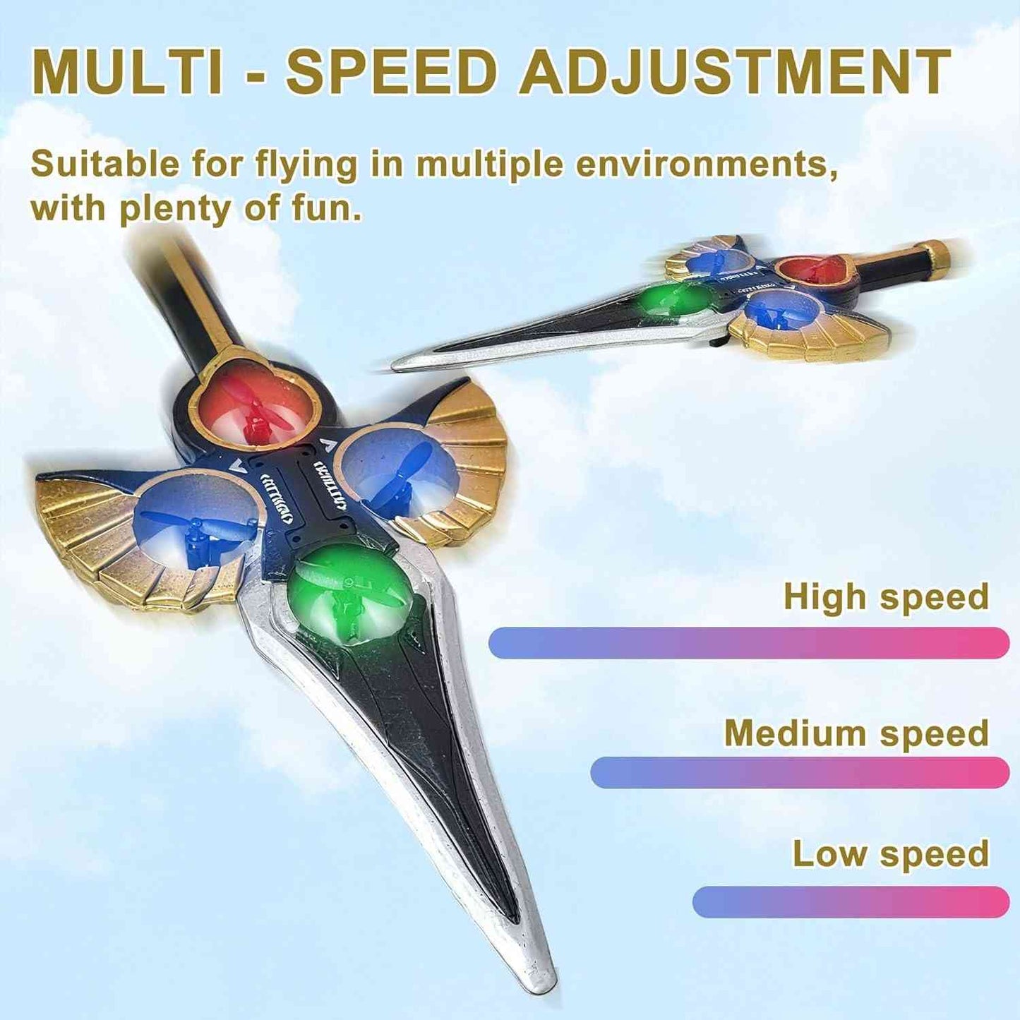 Remote Control Flying Sword Toy with Lights & 360° Stunts