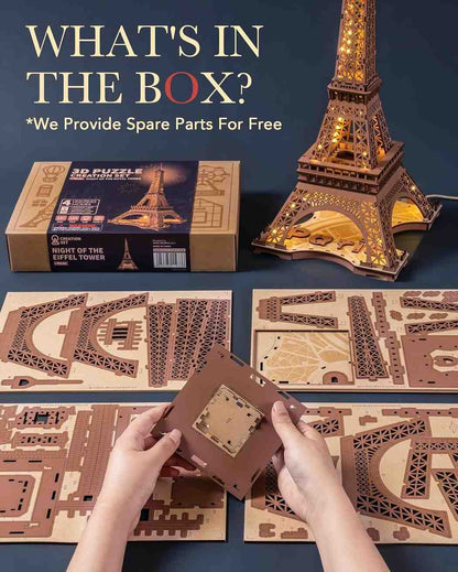Eiffel Tower 3D Wooden Puzzle Night Light