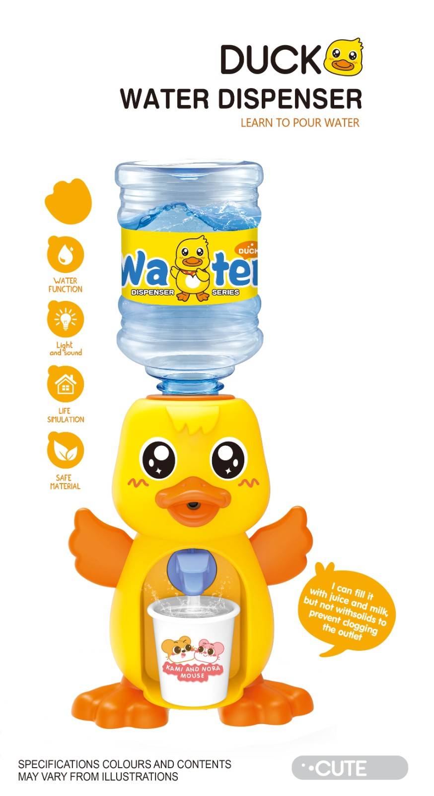 Kids Duck Water Dispenser Toy with Sound & Lights