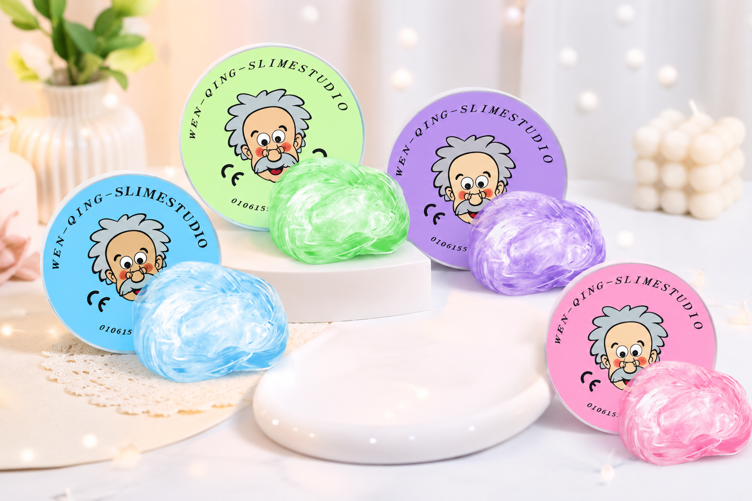 The Viral Crystal Clear Slimes(4pcs: Blue+Green+Pink+Purple)