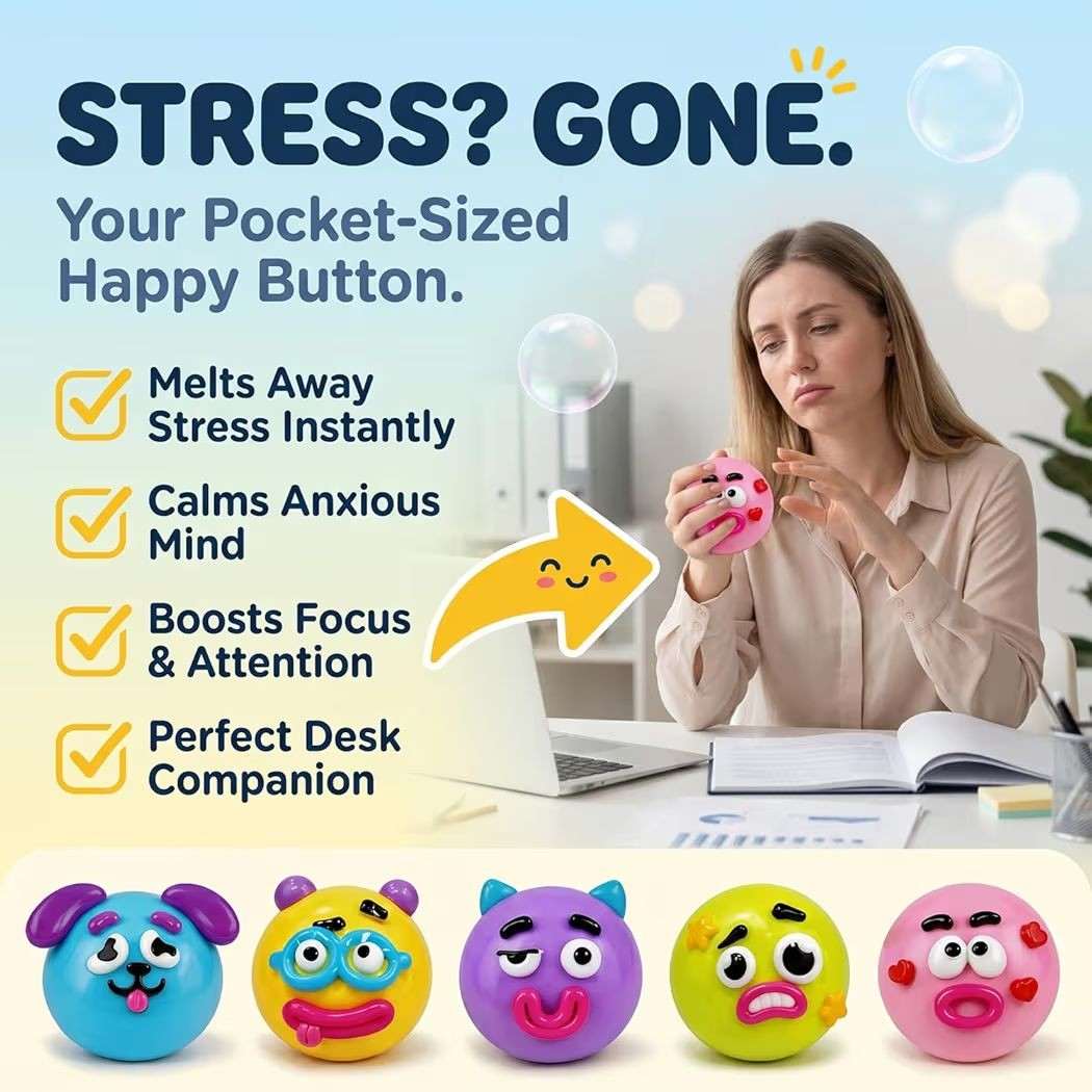Set of 4 Viral Squeezy Smushers Faces (4 pcs different colors)
