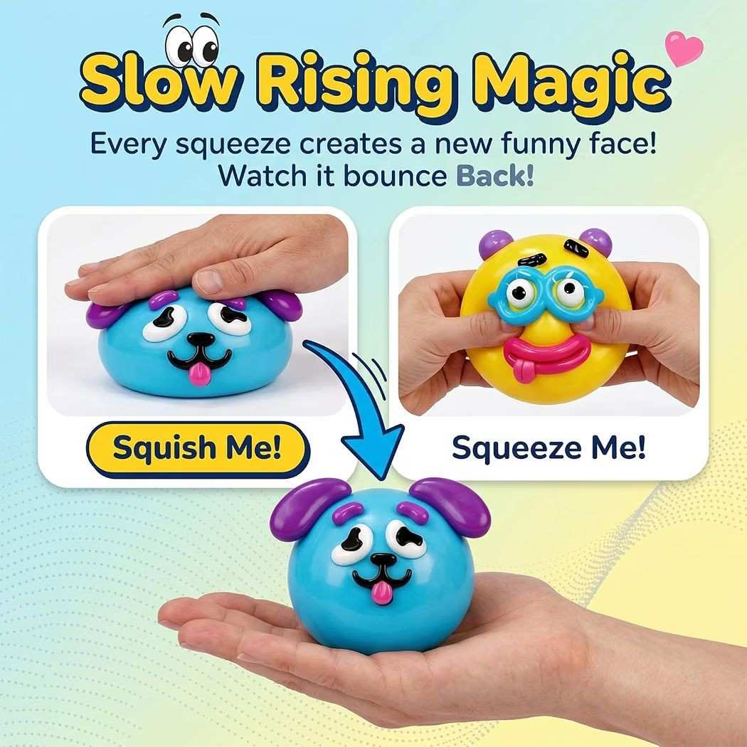 Set of 4 Viral Squeezy Smushers Faces (4 pcs different colors)