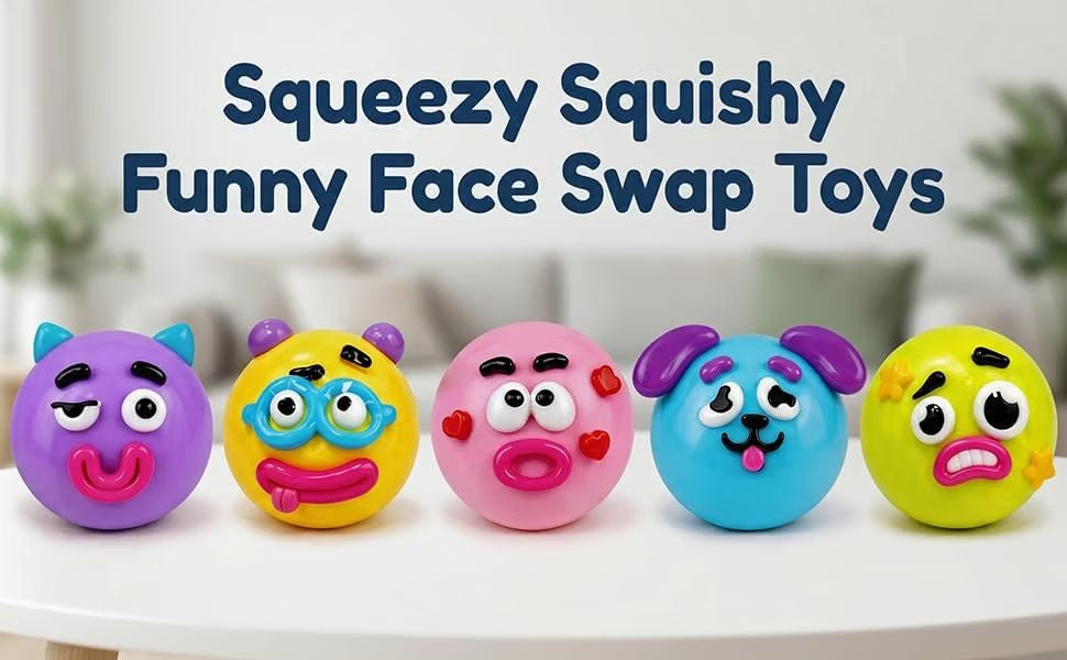 Set of 4 Viral Squeezy Smushers Faces (4 pcs different colors)