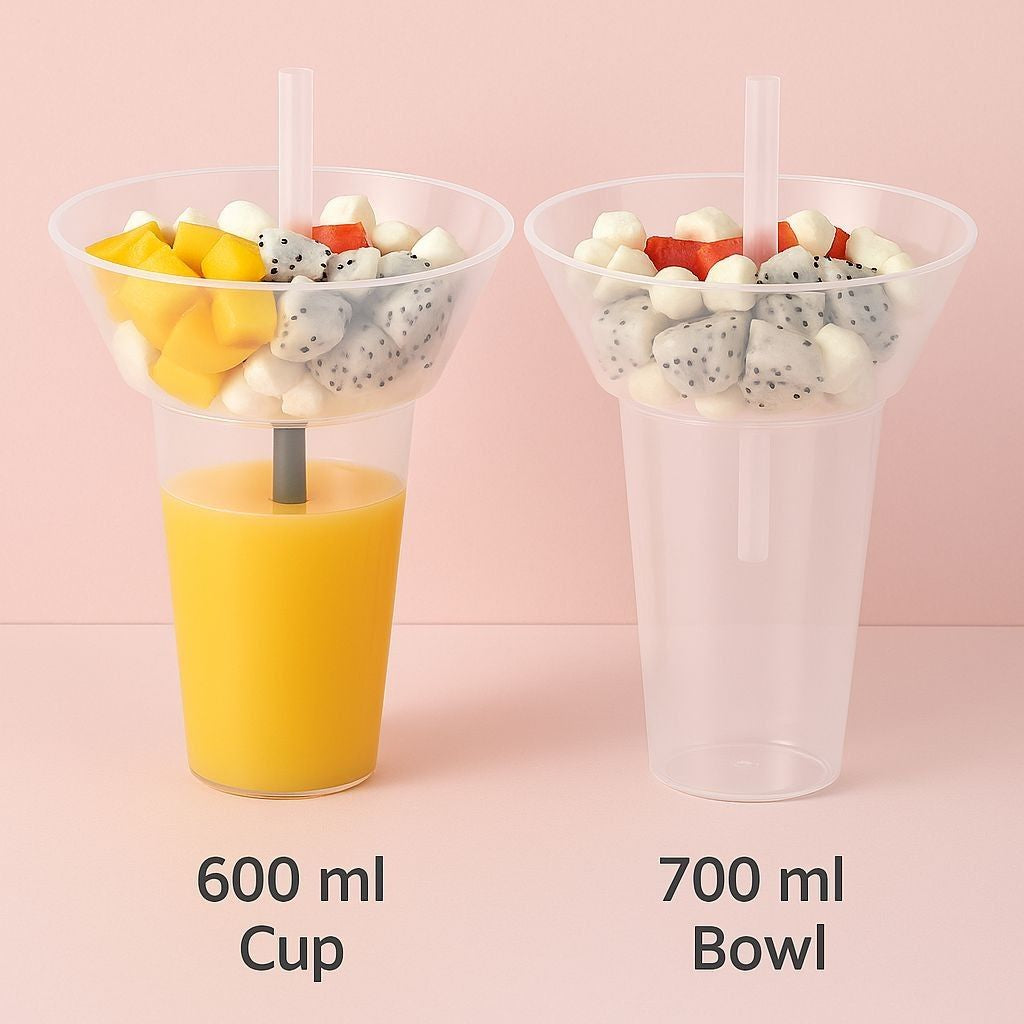 Set Of 3 Snack & Drink Combo Cups and Bowls 2-in-1 Design ( 3 PCS)