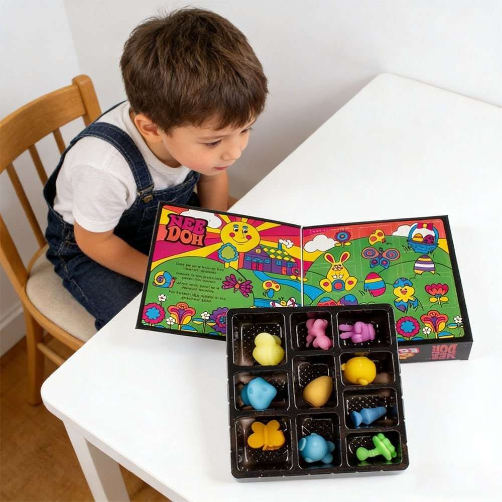 NeeDoh® Golden Egg Hunt Surprise Box | 10 Mini Squishy Mystery Toys