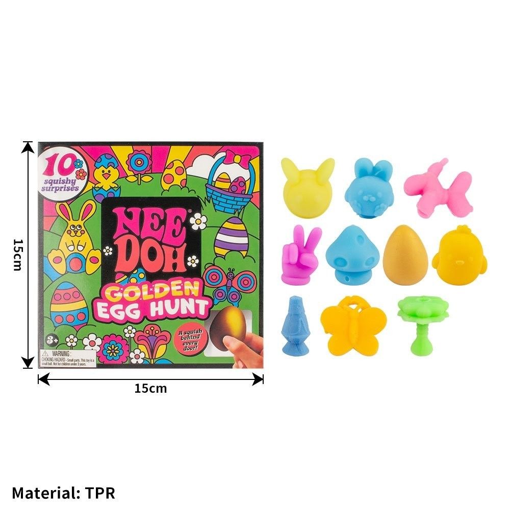 NeeDoh® Golden Egg Hunt Surprise Box | 10 Mini Squishy Mystery Toys